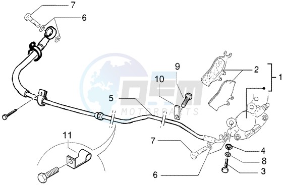 Rear brake piping - rear brake caliper blueprint