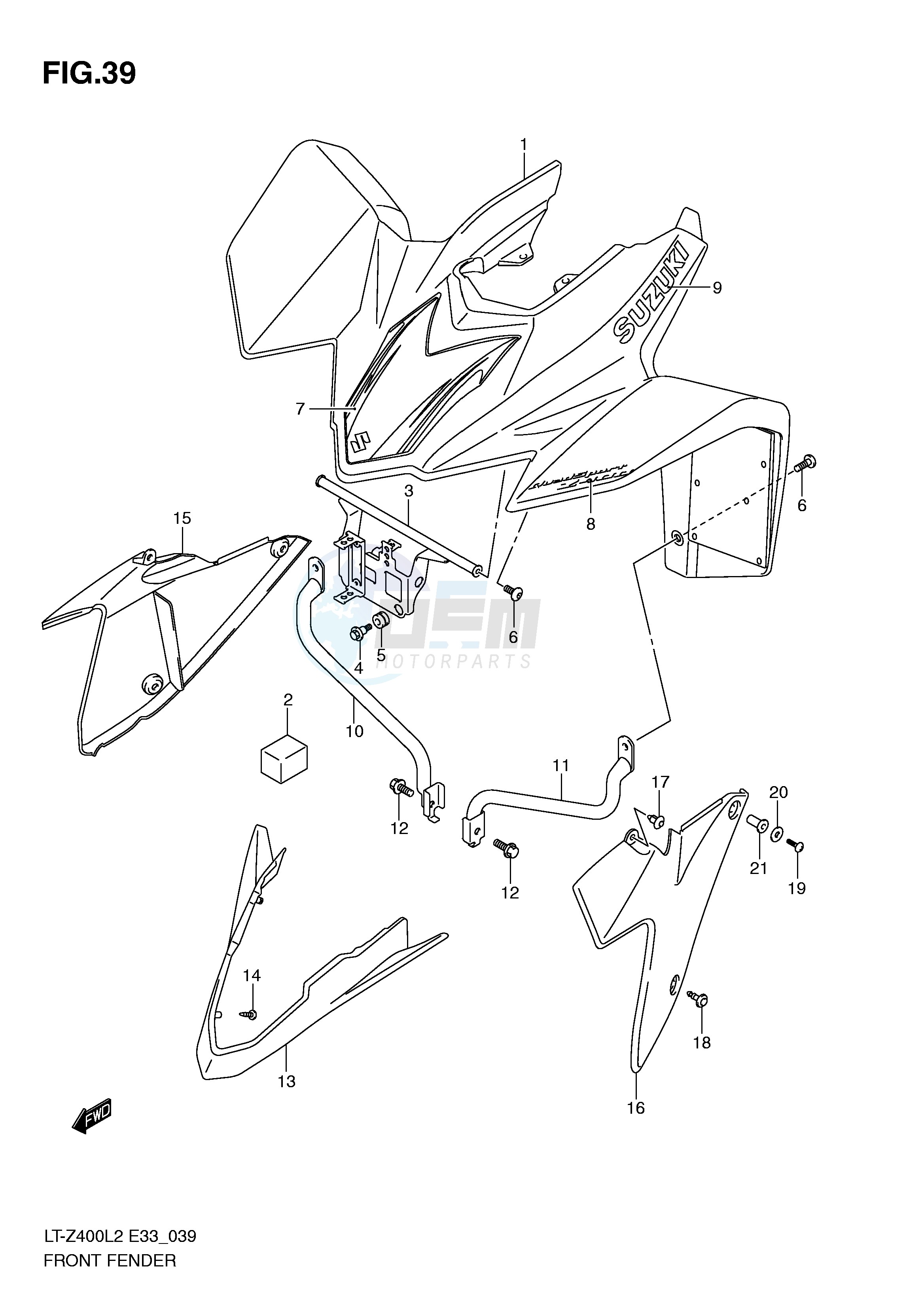 FRONT FENDER (LT-Z400L2 E33) blueprint