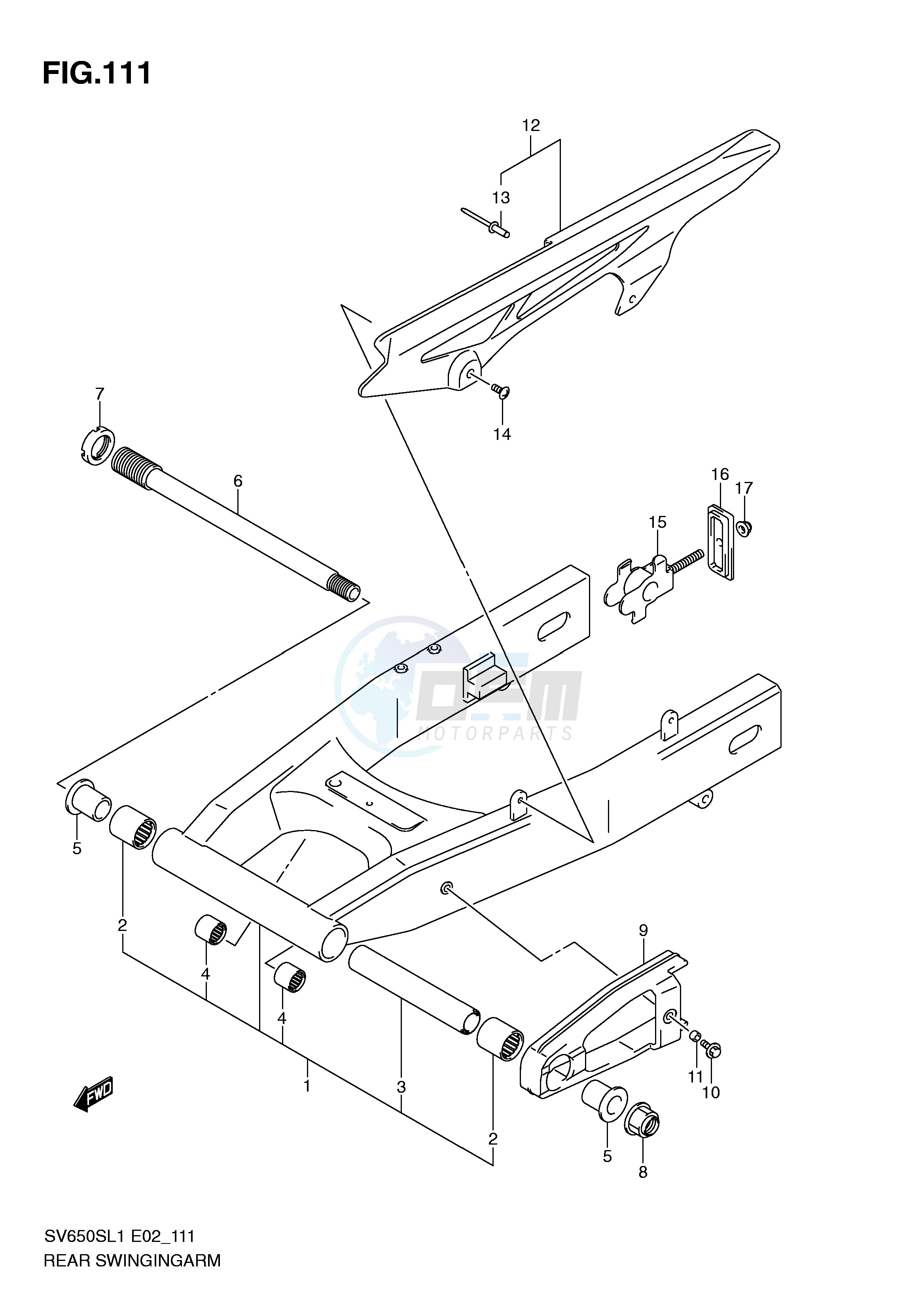 REAR SWINGING ARM (SV650SL1 E24) blueprint