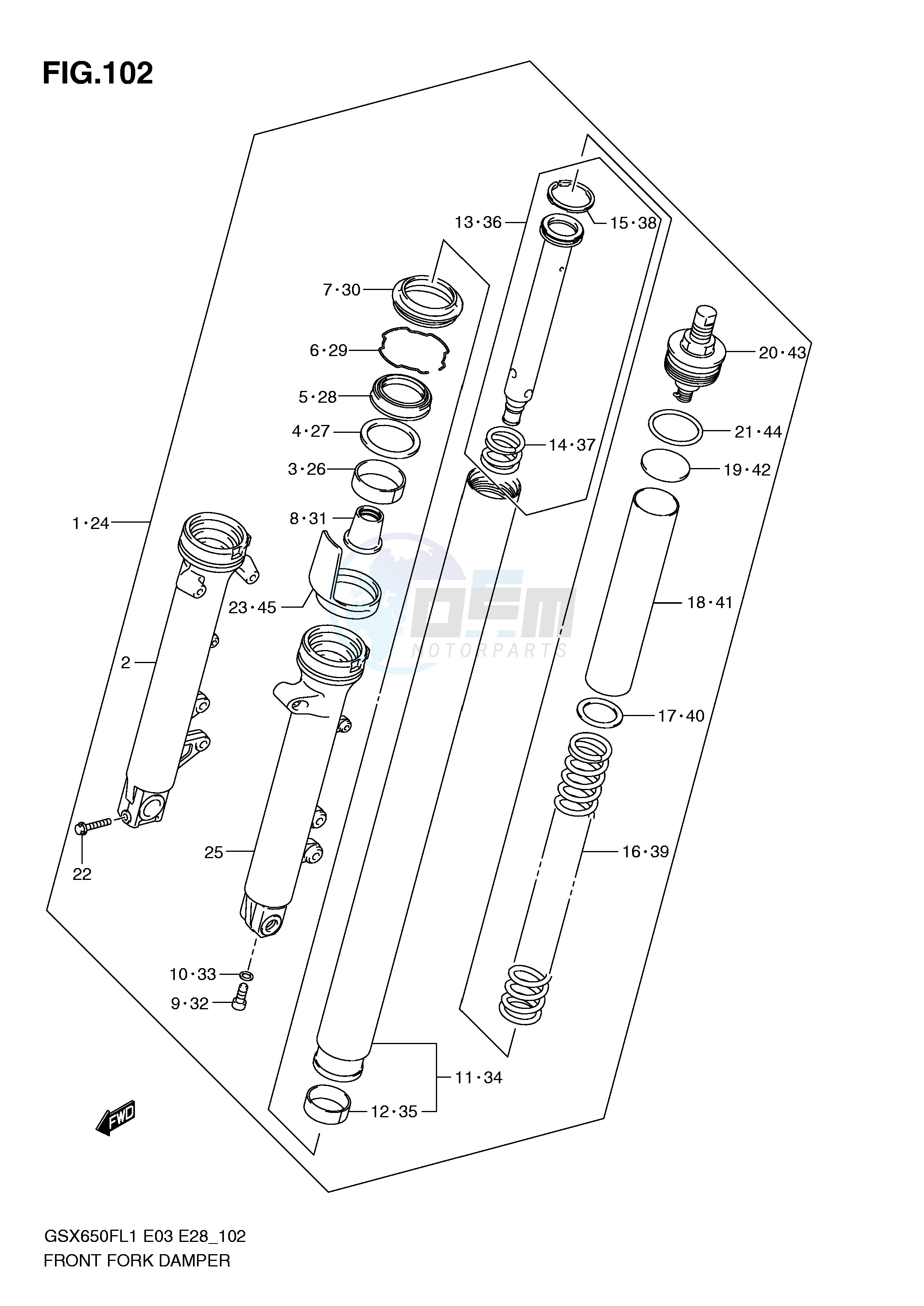 FRONT FORK DAMPER (GSX650FL1 E33) blueprint