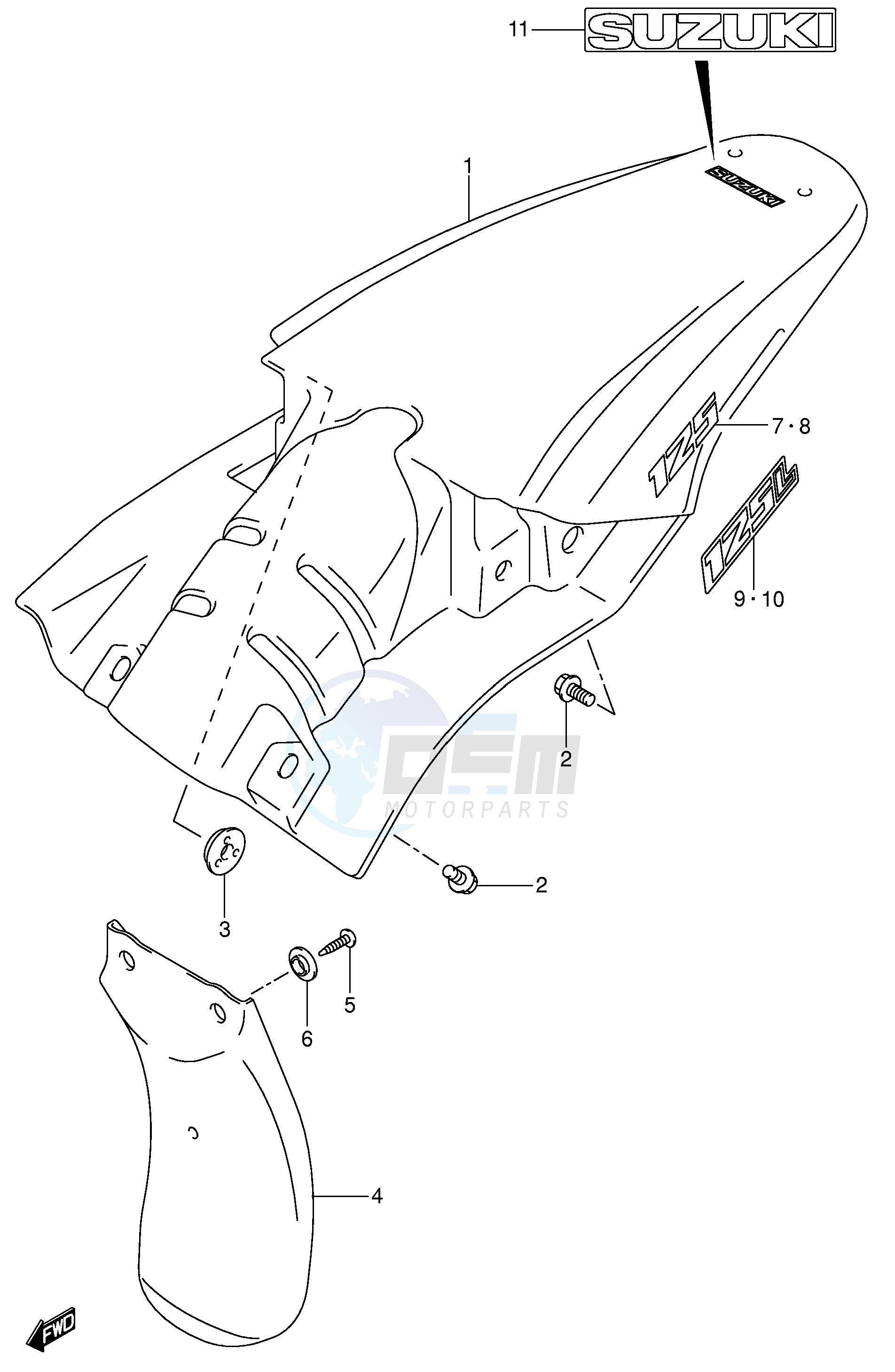 REAR FENDER (MODEL K4 K5 K6) blueprint