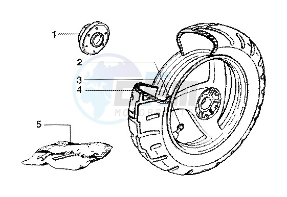 Rear wheel (model with rear hub brake) blueprint
