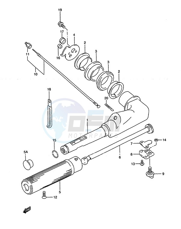 Tiller Handle (1993 to 1998) blueprint