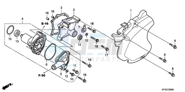 LEFT CRANKCASE COVER/WATE R PUMP image