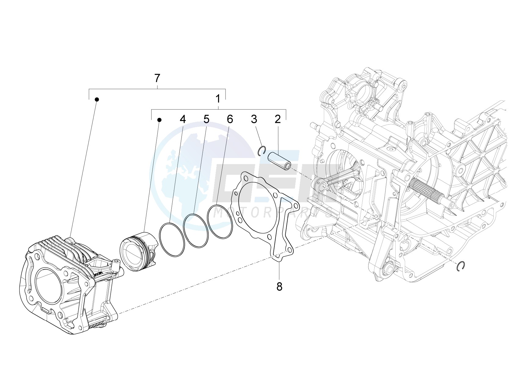 Cylinder-piston-wrist pin unit image