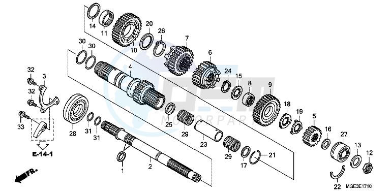 TRANSMISSION (VFR1200FD) (MAINSHAFT) image