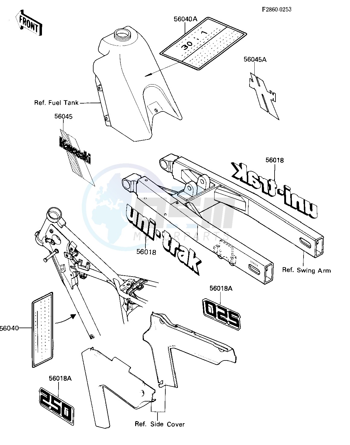 LABELS -- 84 KX250-C2- - blueprint