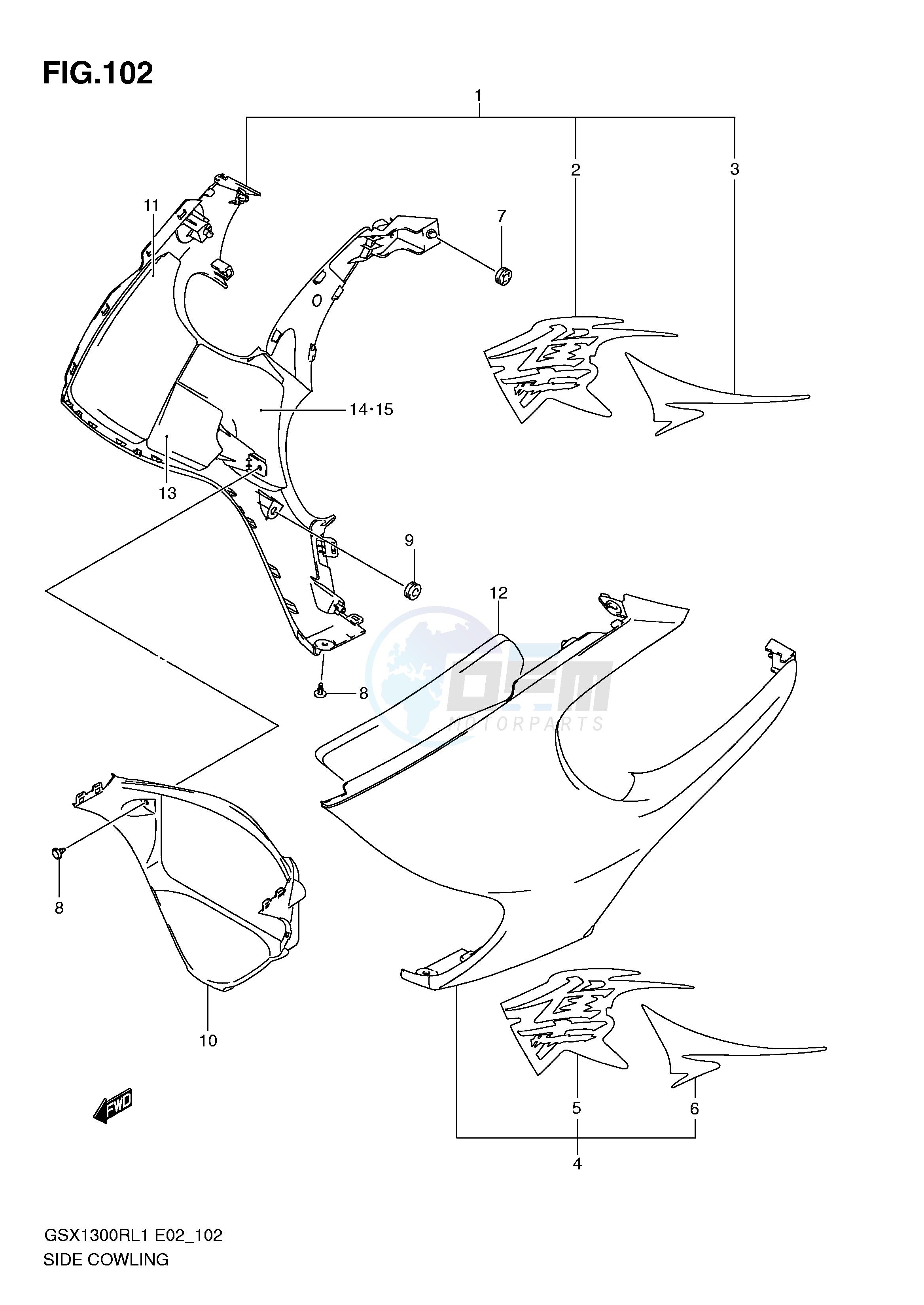 SIDE COWLING (GSX1300RL1 E24) blueprint