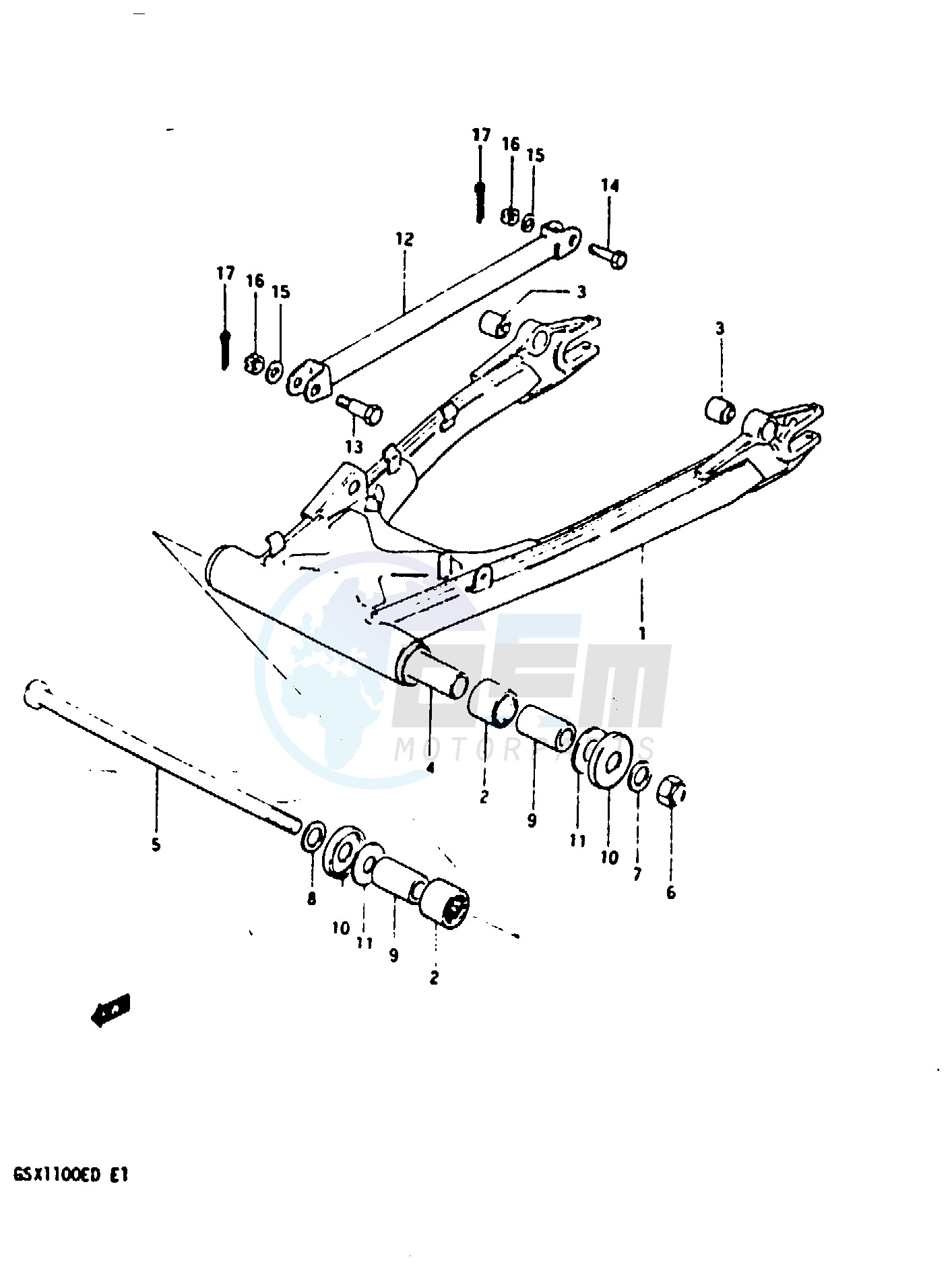 REAR SWINGING ARM (GSX1100EZ ED EXD ESD) blueprint