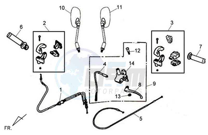 MIRRORS / CABLES / BRAKE LEVER blueprint
