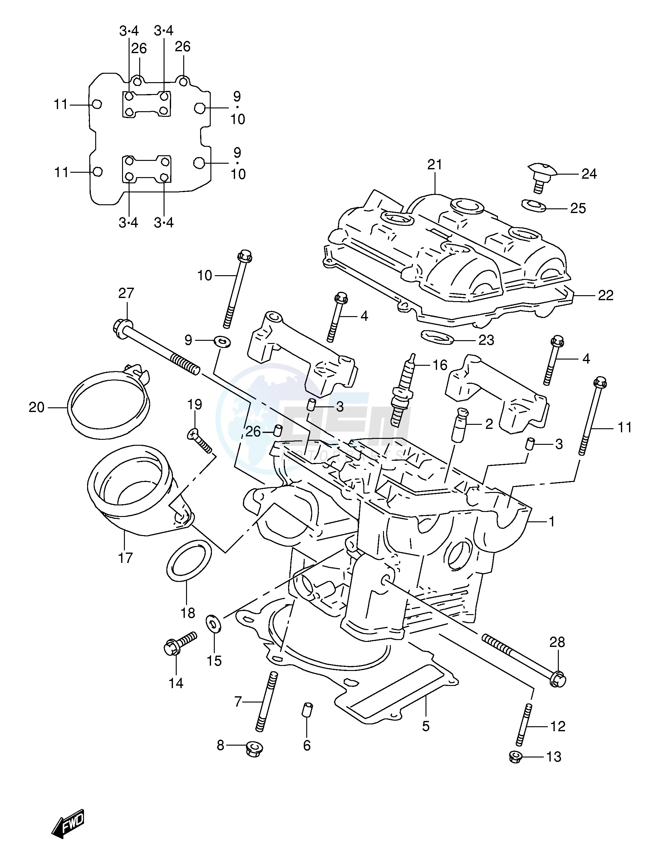 REAR CYLINDER HEAD (MODEL V) image