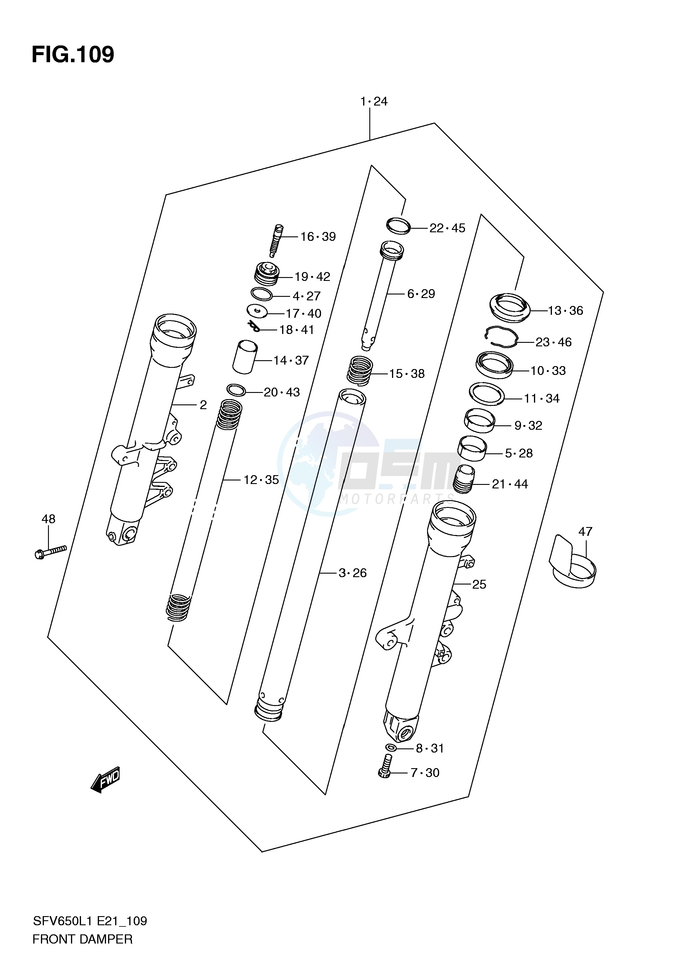FRONT DAMPER (SFV650L1 E21) blueprint