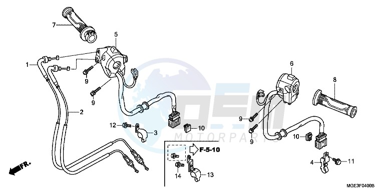 SWITCH/CABLE (VFR1200F) blueprint