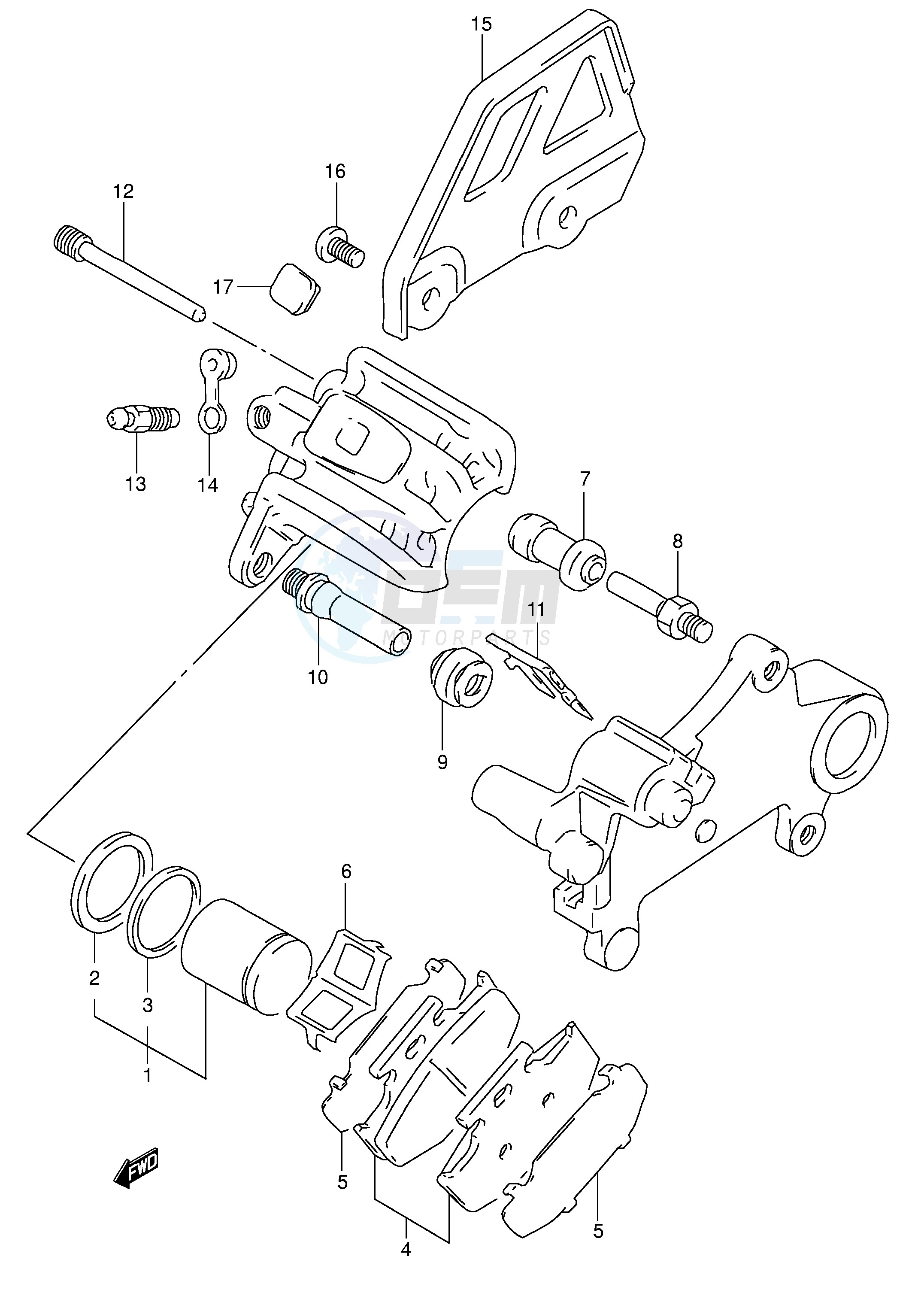 REAR CALIPER (MODEL R S T) blueprint