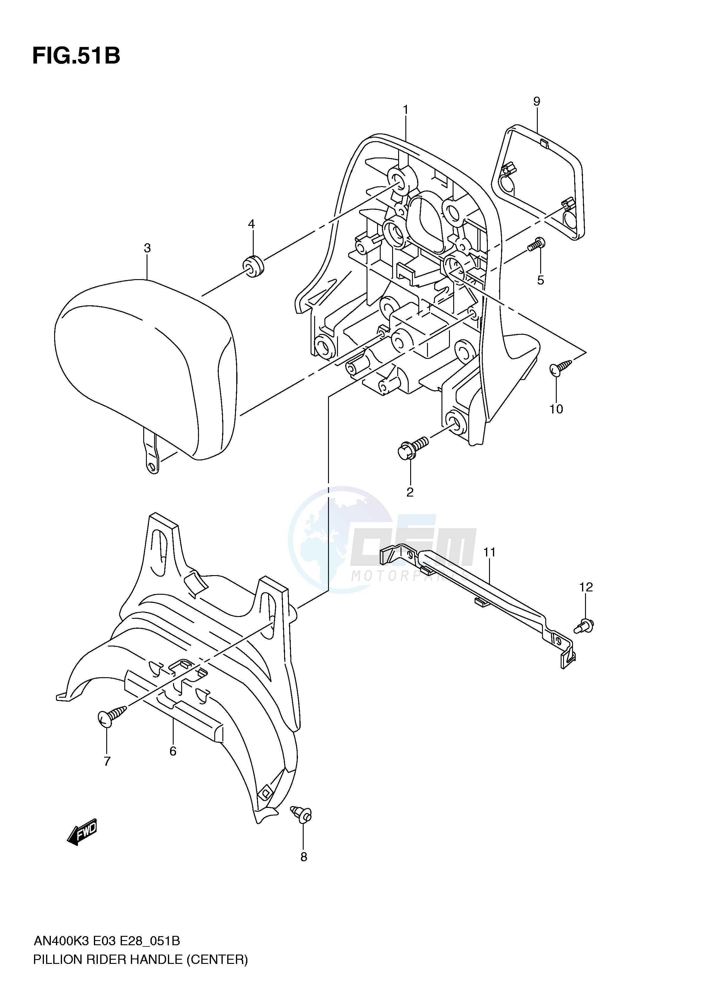 PILLION RIDER HANDLE (CENTER)(MODEL K5 K6) image