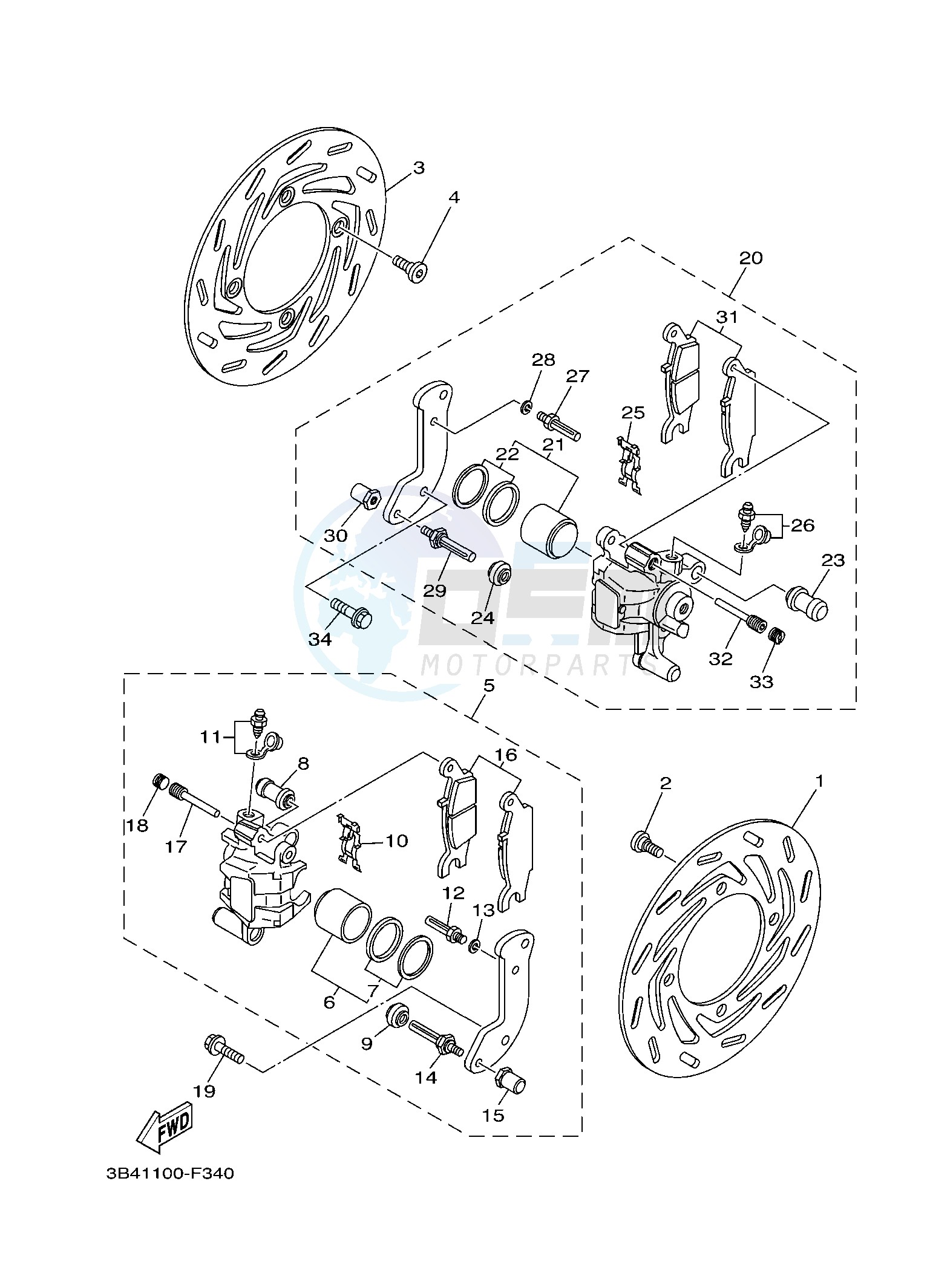 FRONT BRAKE CALIPER blueprint