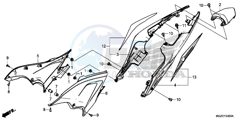 SIDE COVER/ REAR COWL blueprint