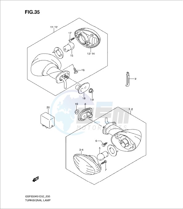 TURNSIGNAL LAMP (GSF650SK9/SAK9/SUK9/SUAK9/SL0/SAL0/SUL0/SUAL0) blueprint