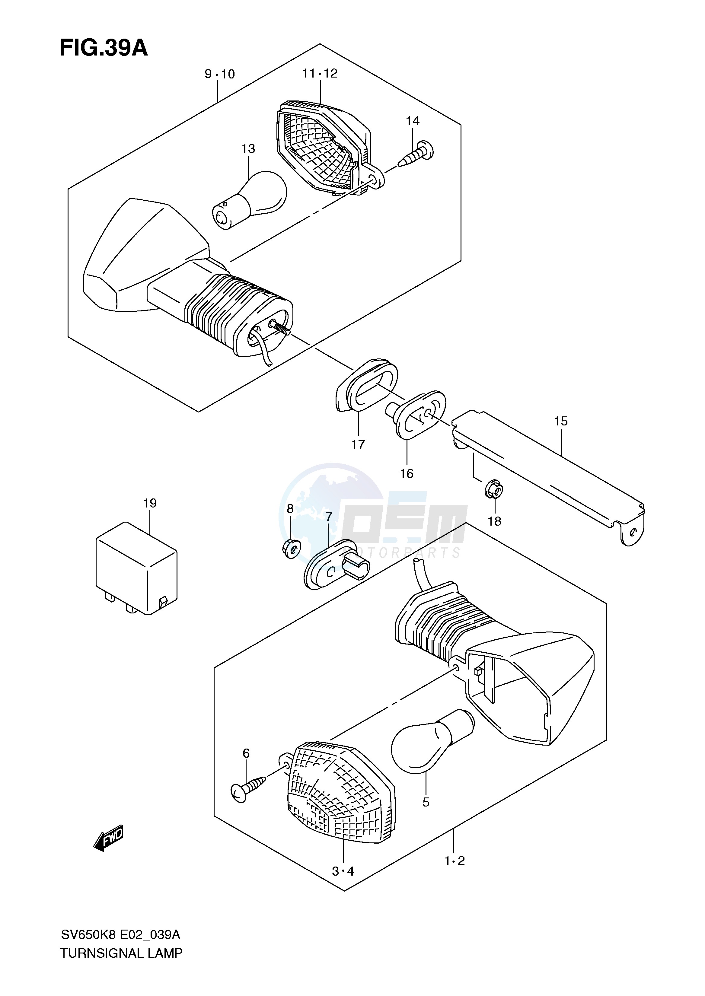 TURNSIGNAL LAMP (SV650SK9 SAK9 SUK9 SUAK9 SL0 SAL0 SUL0 ASUL0) blueprint
