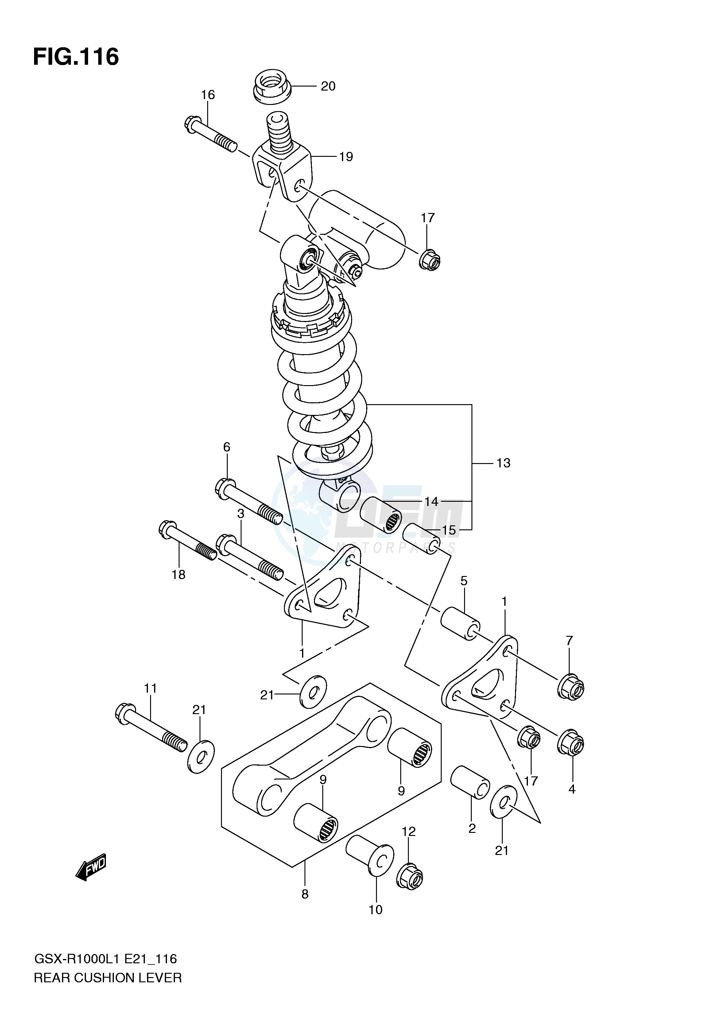 REAR CUSHION LEVER (GSX-R1000L1 E51) blueprint