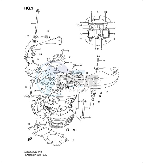 REAR CYLINDER HEAD (MODEL K5/K6/K7/K8) blueprint