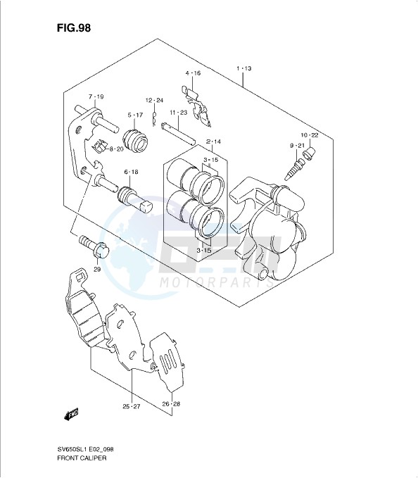 FRONT CALIPER (SV650SL1 E2) image