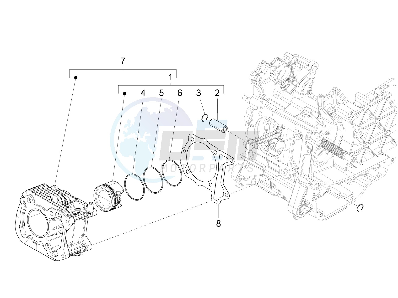 Cylinder-piston-wrist pin unit image