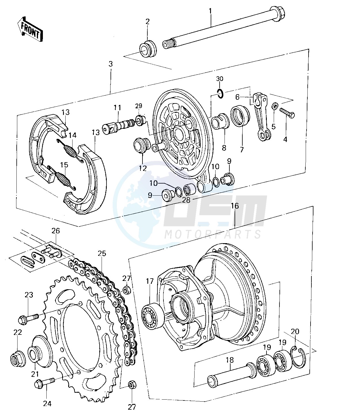 REAR HUB_BRAKE_CHAIN -- 78-79 KX125-A4_A5- - image