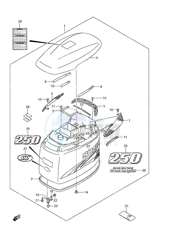 Engine Cover (DF 250S 2010 & Newer) blueprint