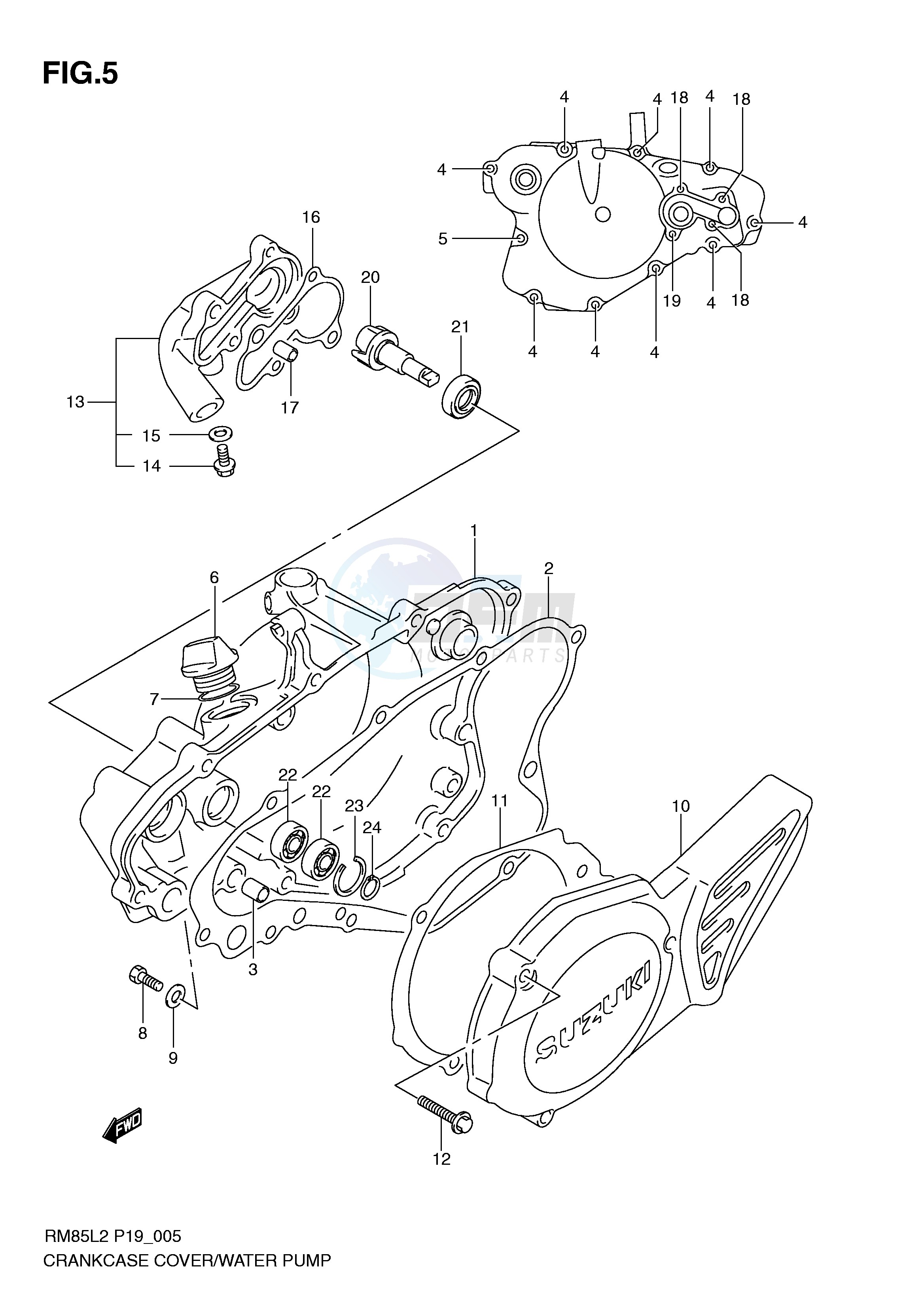 CRANKCASE COVER- WATER PUMP image