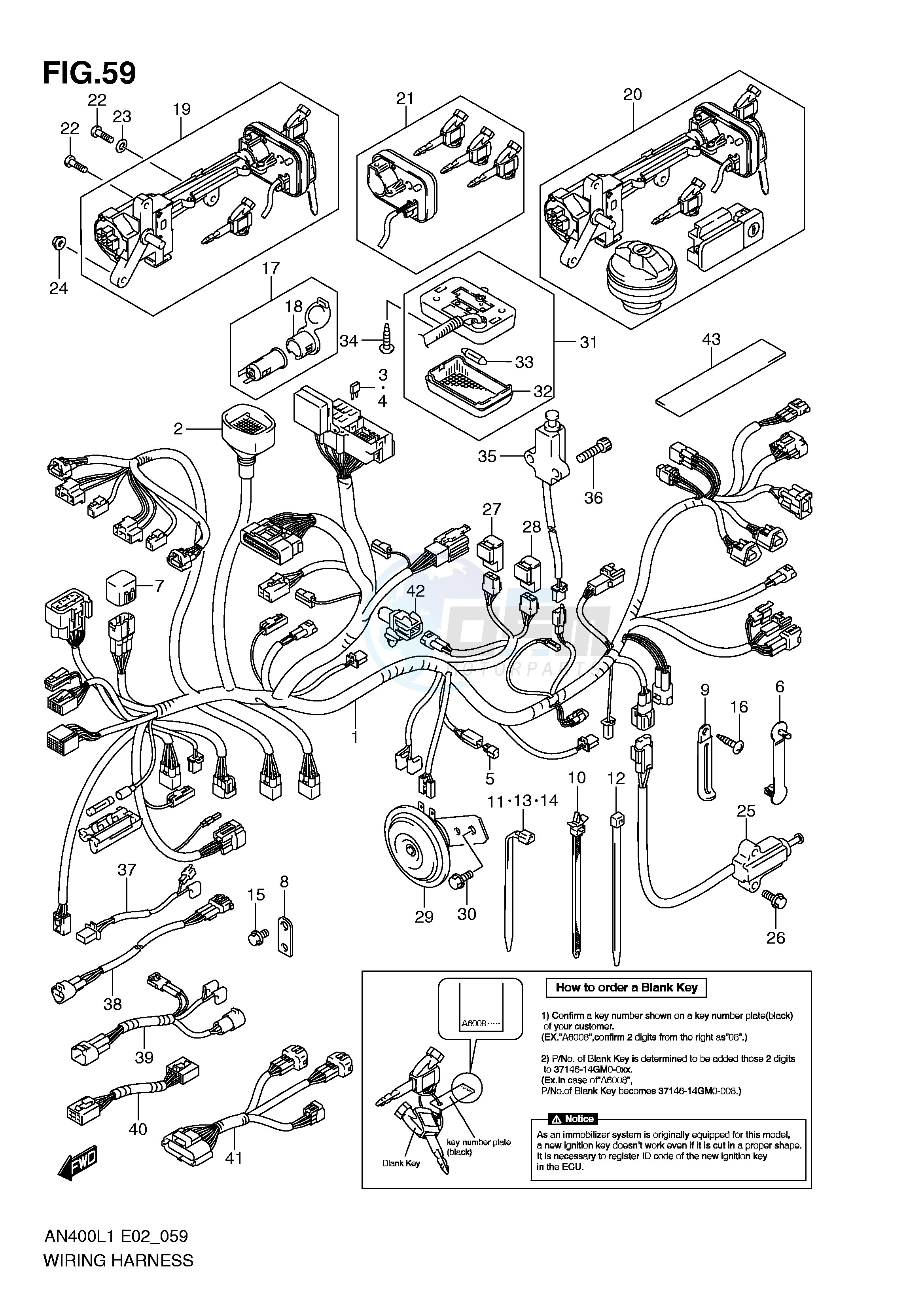 WIRING HARNESS (IMOBI) (AN400ZAL1 E51) image