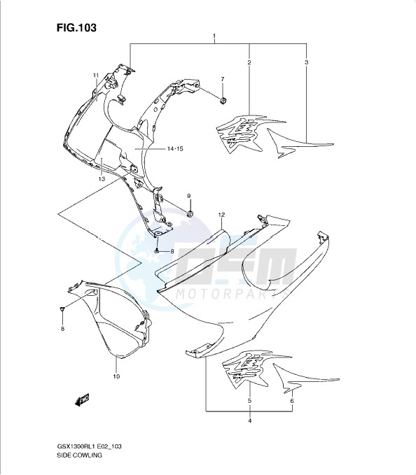 SIDE COWLING (GSX1300RL1 E51) blueprint