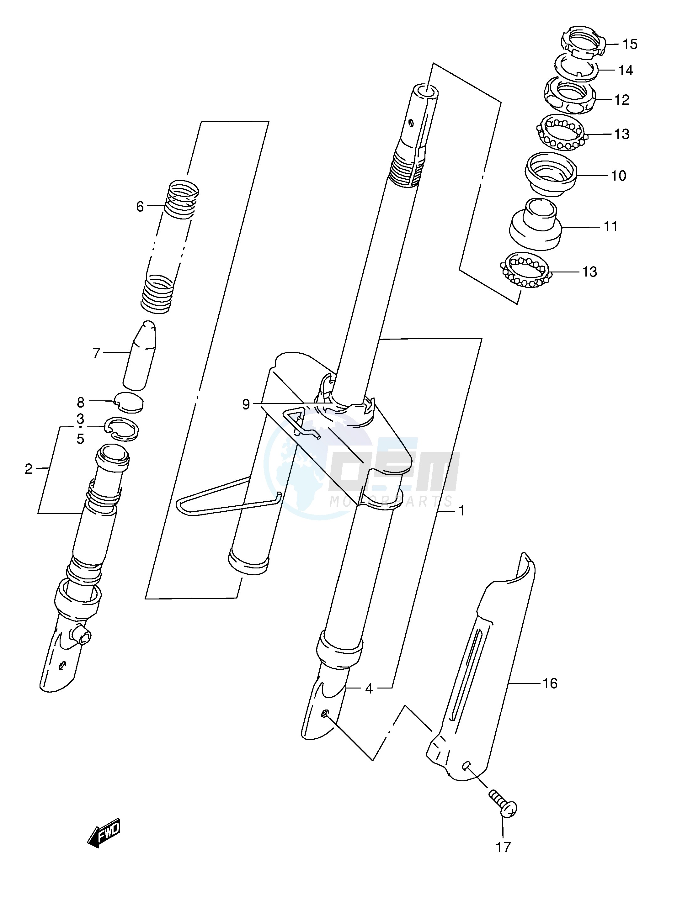 FRONT FORK (MODEL T E1,E2,E21,E24) blueprint