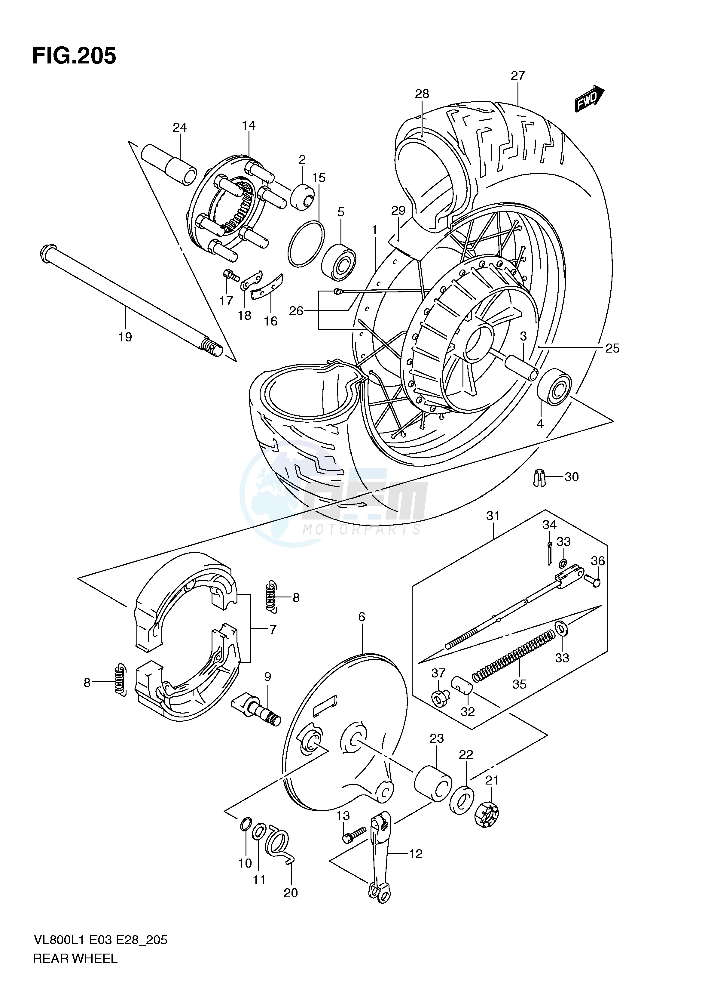 REAR WHEEL (VL800L1 E28) image