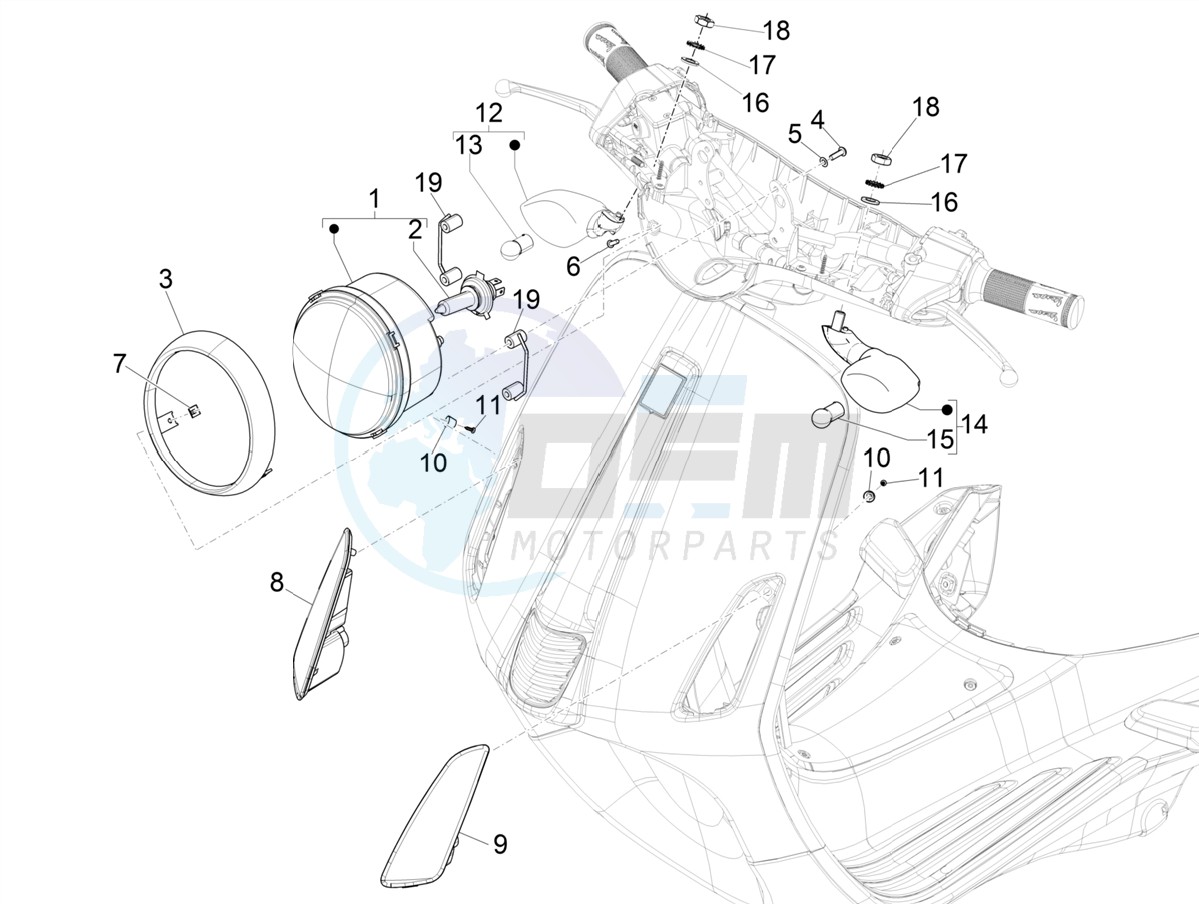 Front headlamps - Turn signal lamps blueprint