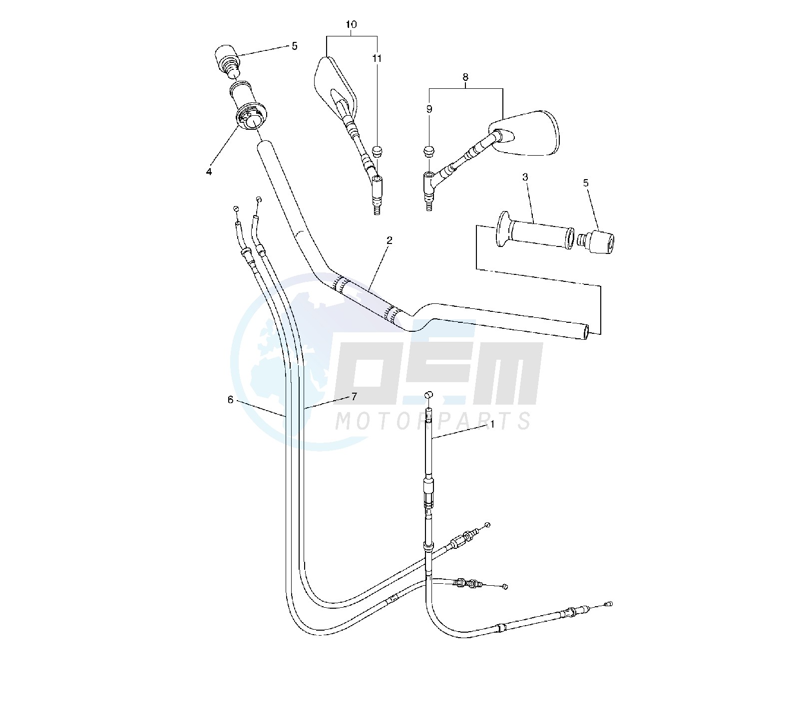 STEERING HANDLE AND CABLE blueprint