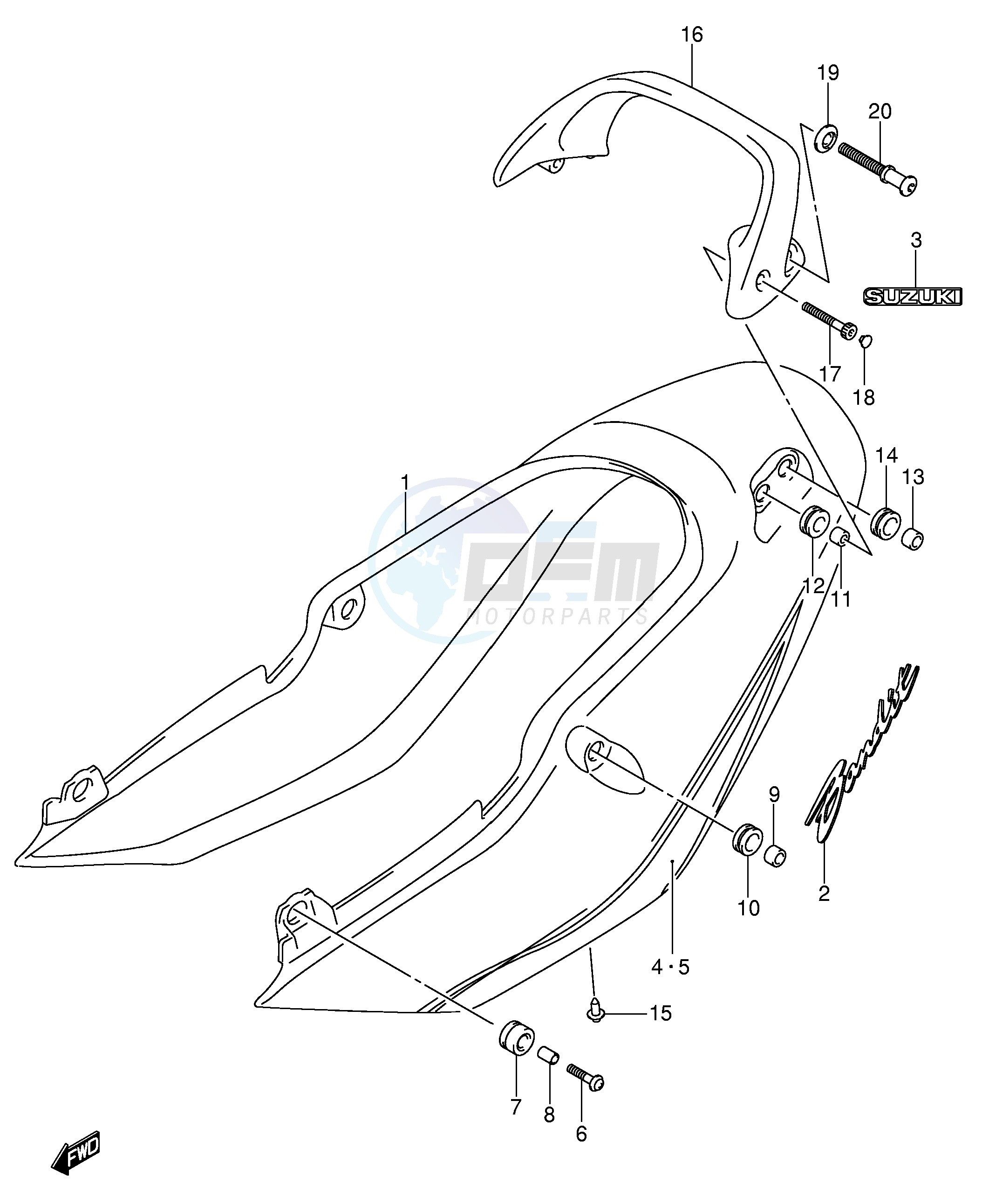 SEAT TAIL COVER (GSF600ZK4) blueprint