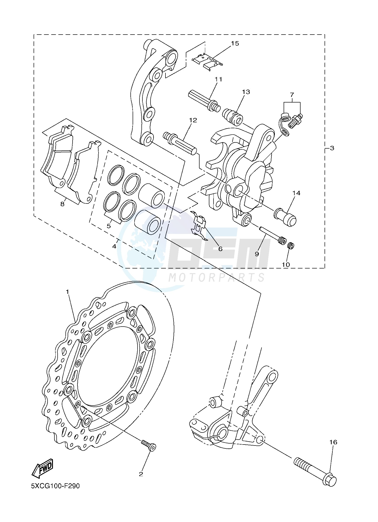 FRONT BRAKE CALIPER blueprint