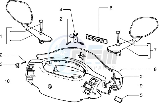 Handlebars and driving mirror cover blueprint