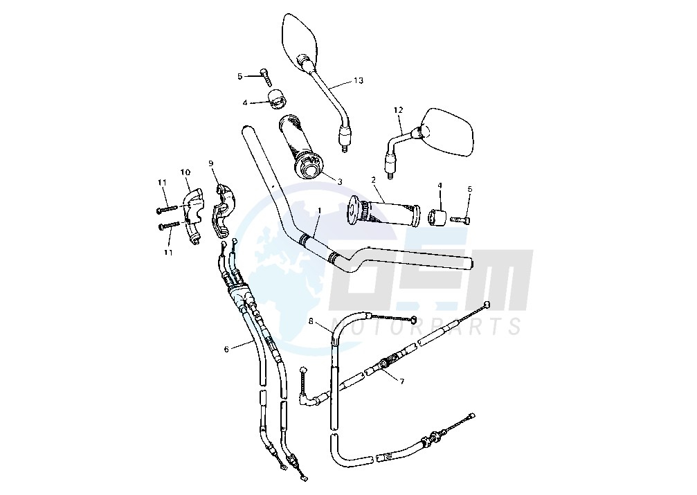 STEERING HANDLE-CABLE MY96-97 blueprint