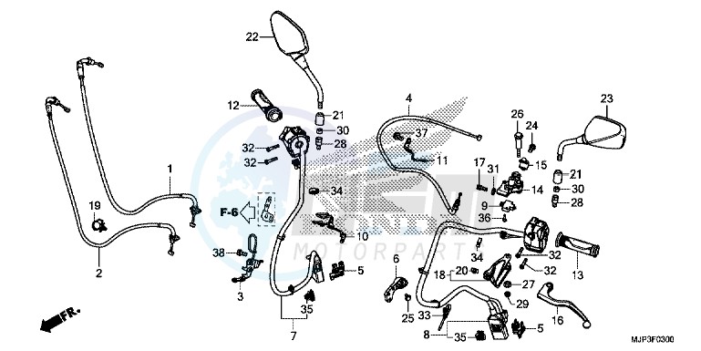 HANDLE LEVER/SWITCH/CABLE (CRF1000/CRF1000A) blueprint