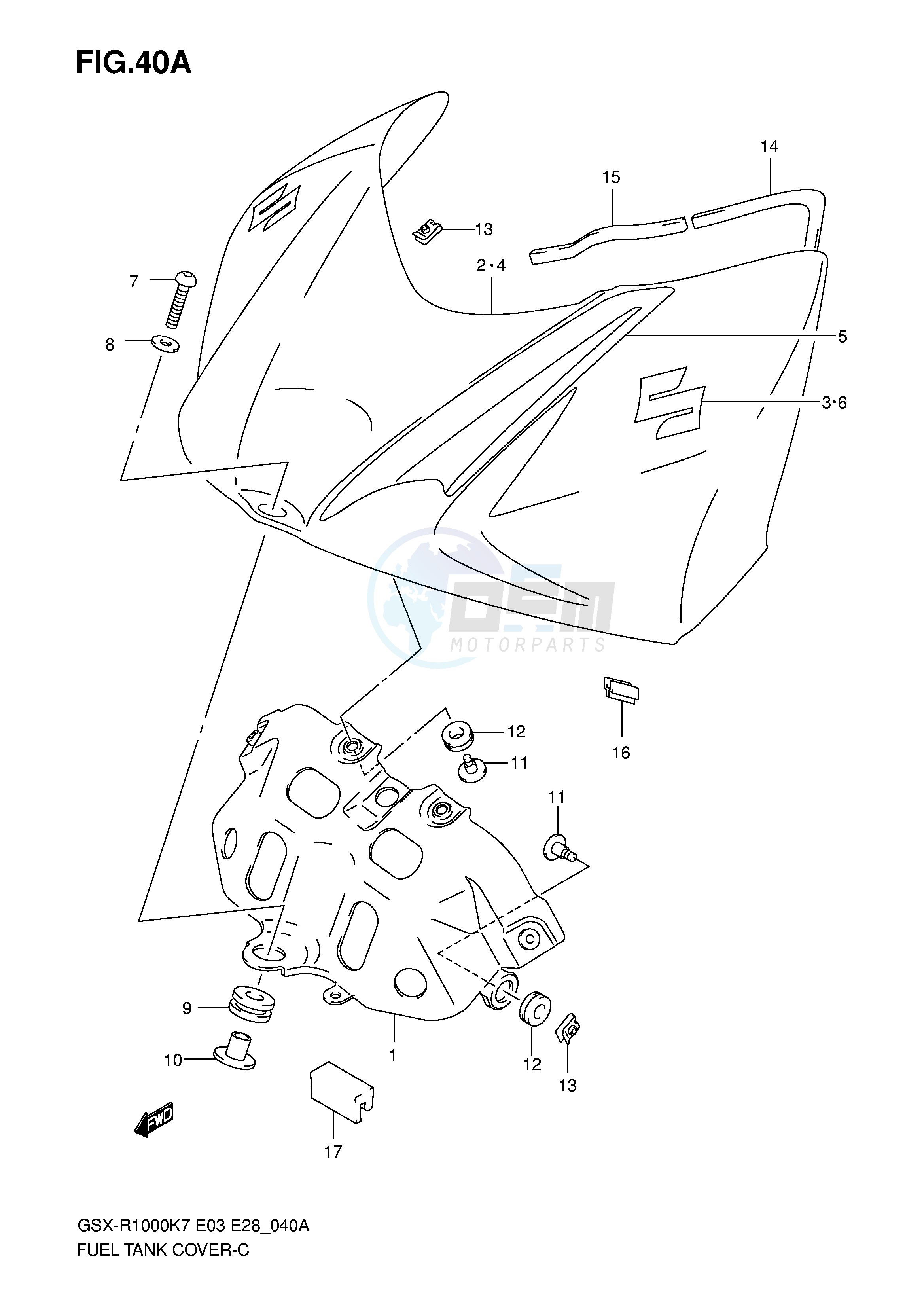 FUEL TANK FRONT COVER (MODEL K8) image