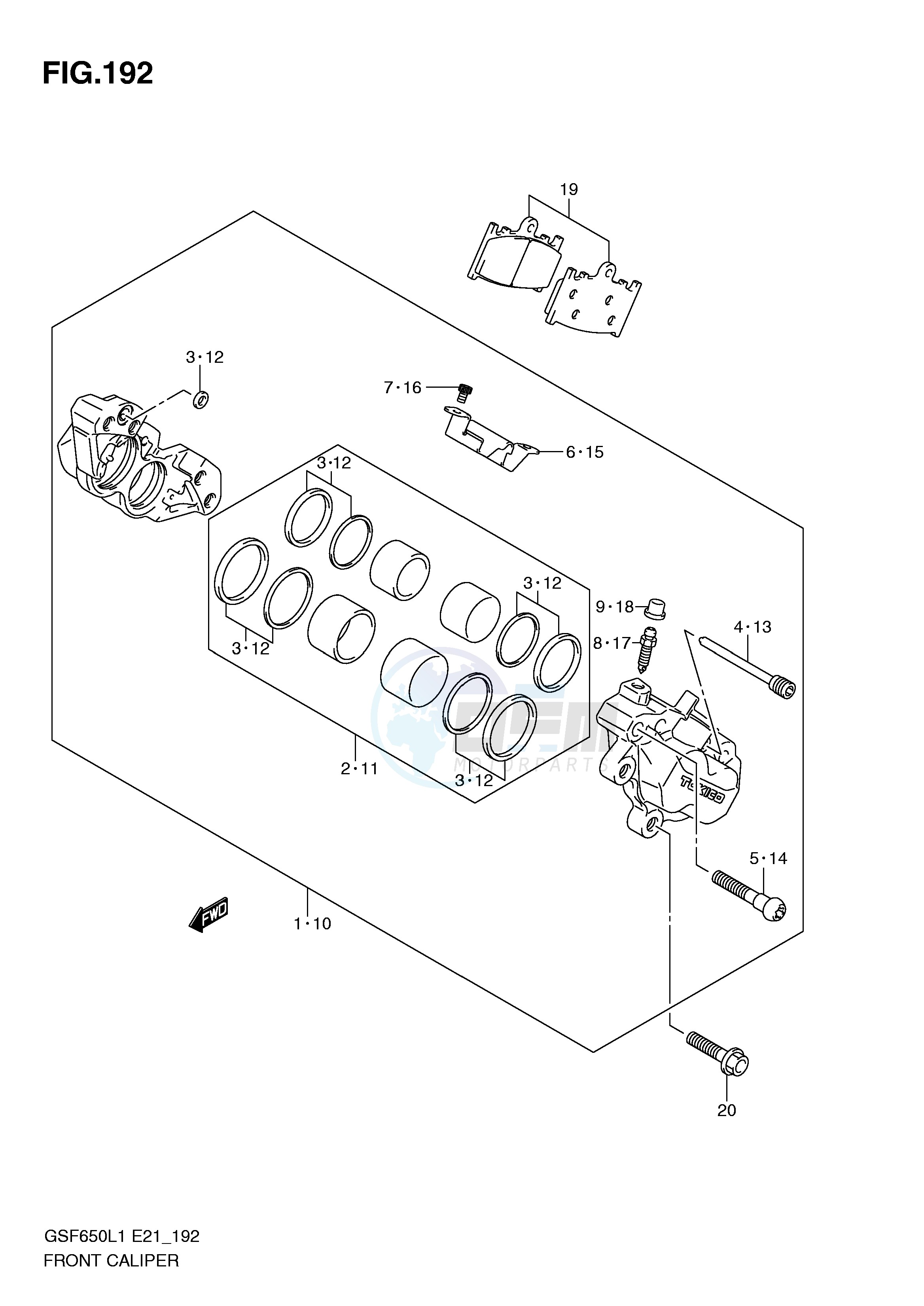 FRONT CALIPER (GSF650UAL1 E21) image