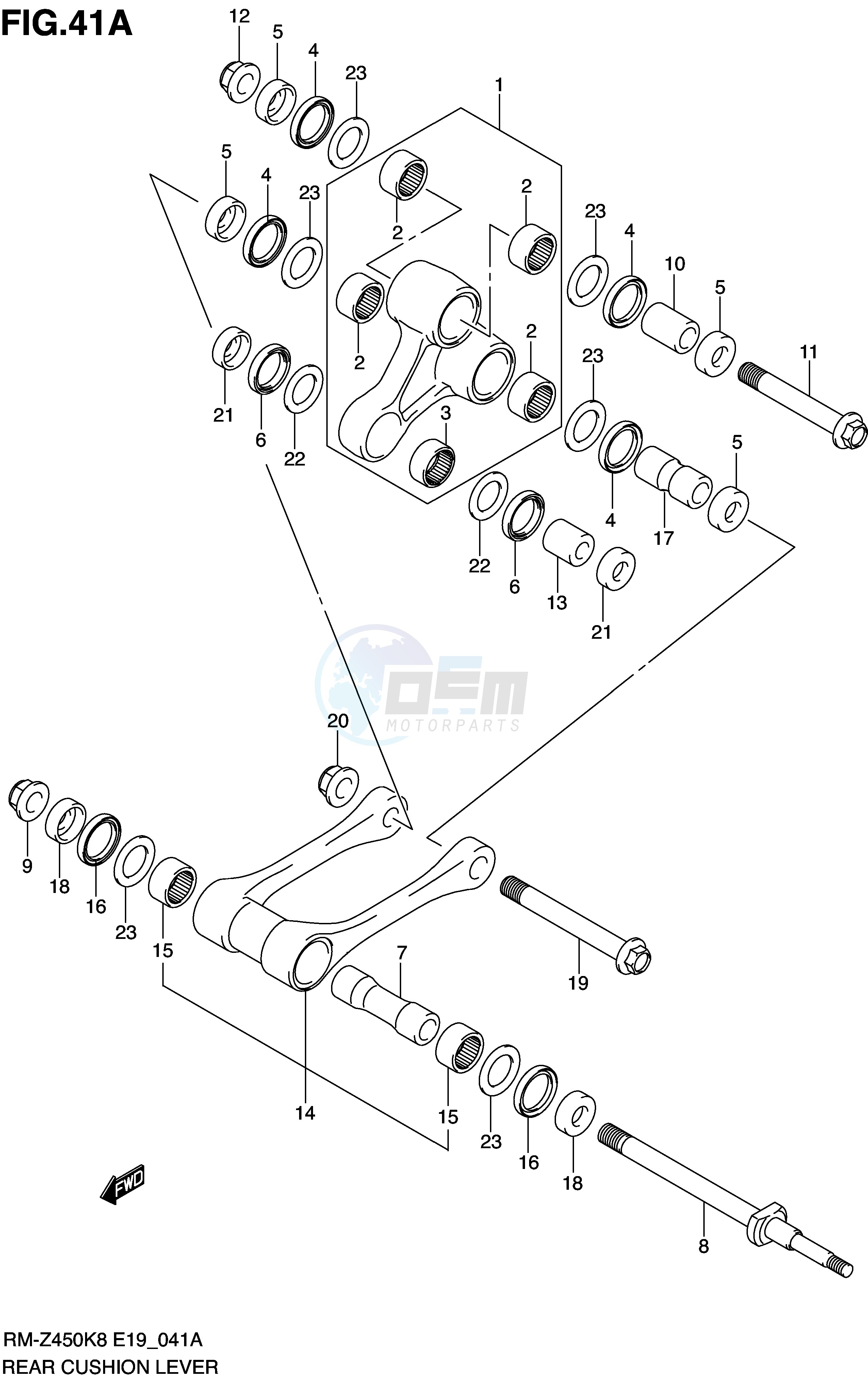 REAR CUSHION LEVER (RM-Z450L0 L1) blueprint