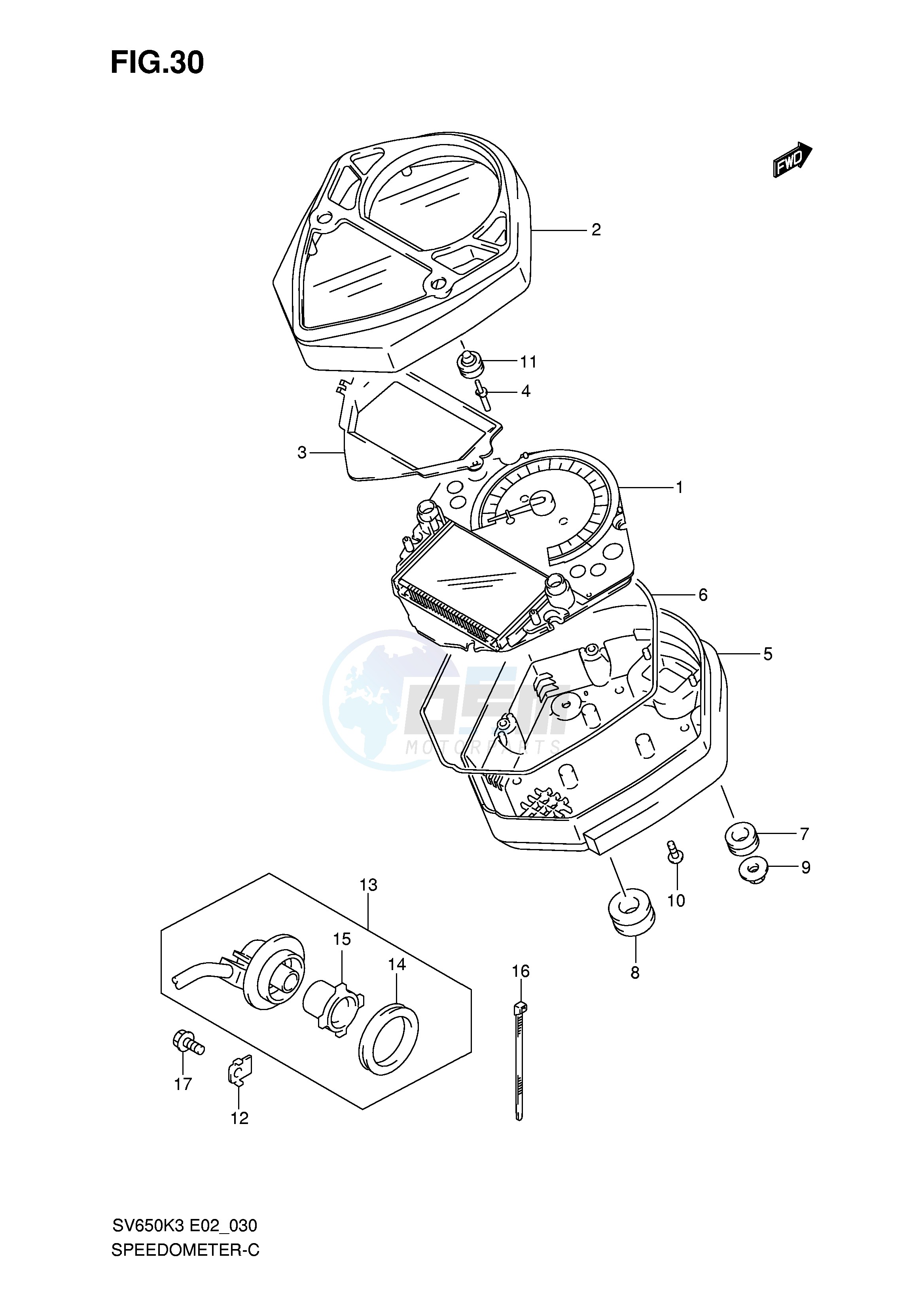 SPEEDOMETER (SV650SK3 SK4 SUK3 SUK4) image