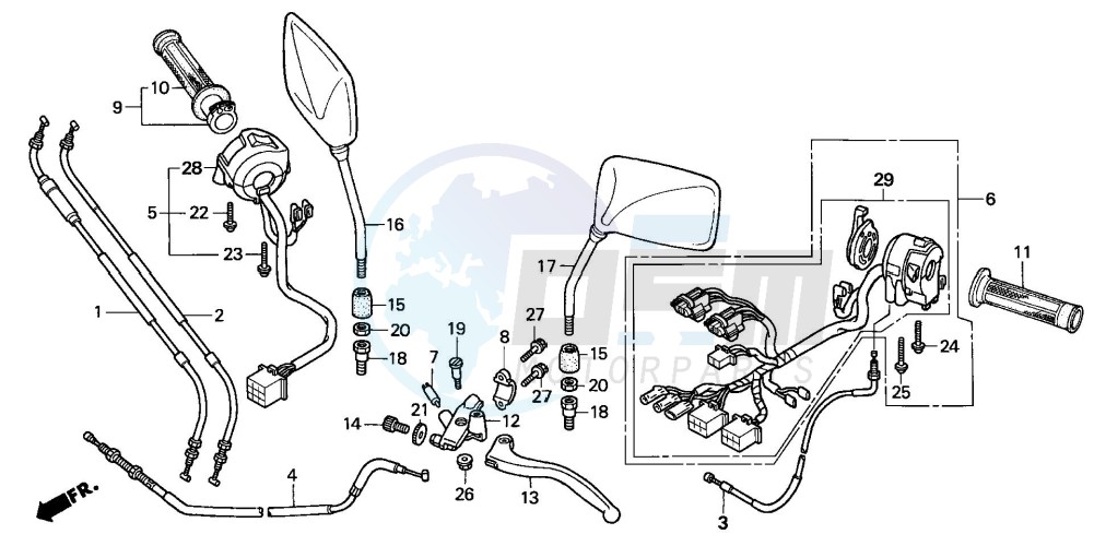 HANDLE LEVER/SWITCH/ CABLE (CB600F3/4/5/6) image