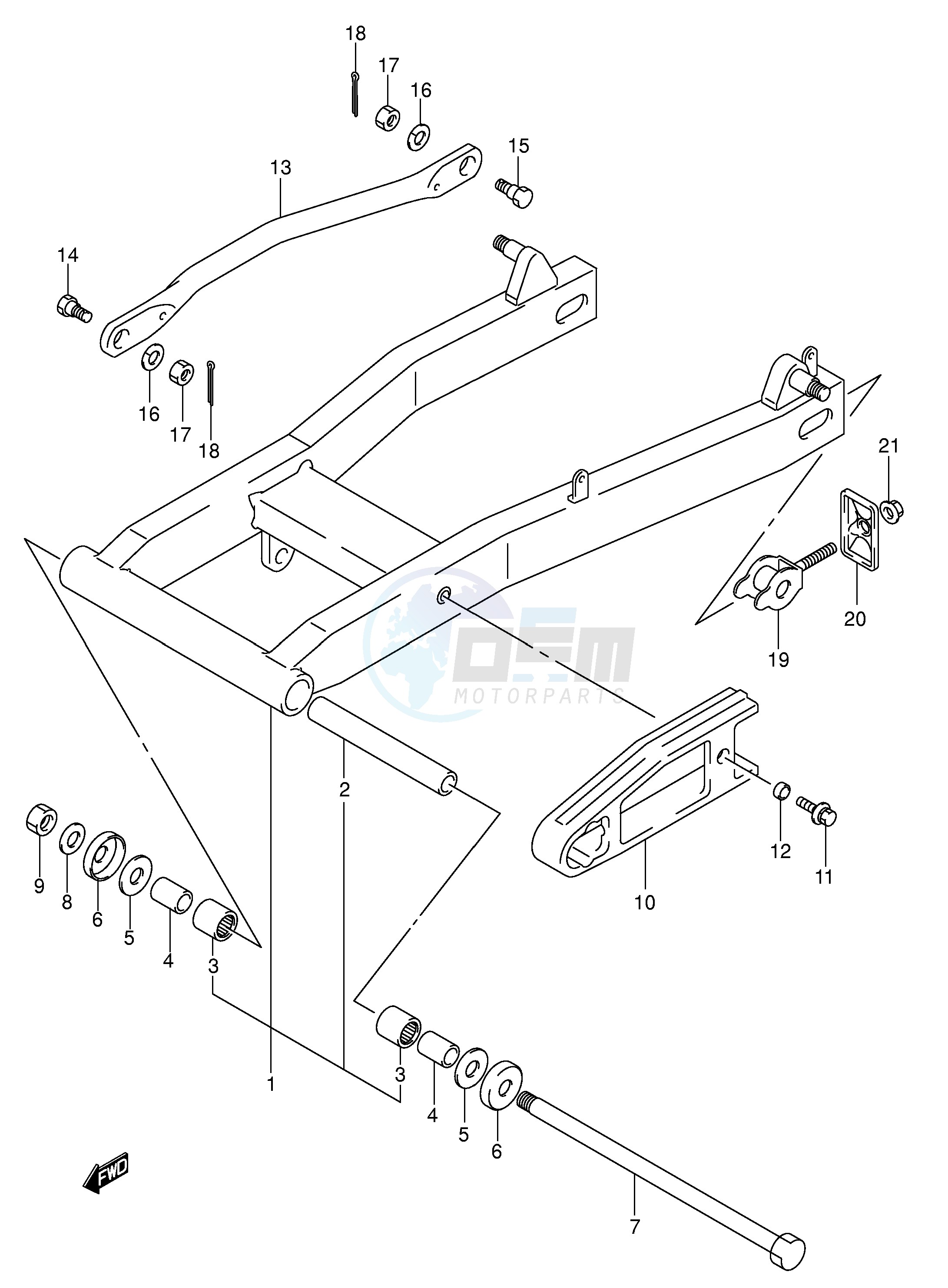 REAR SWINGING ARM (MODEL K5) blueprint