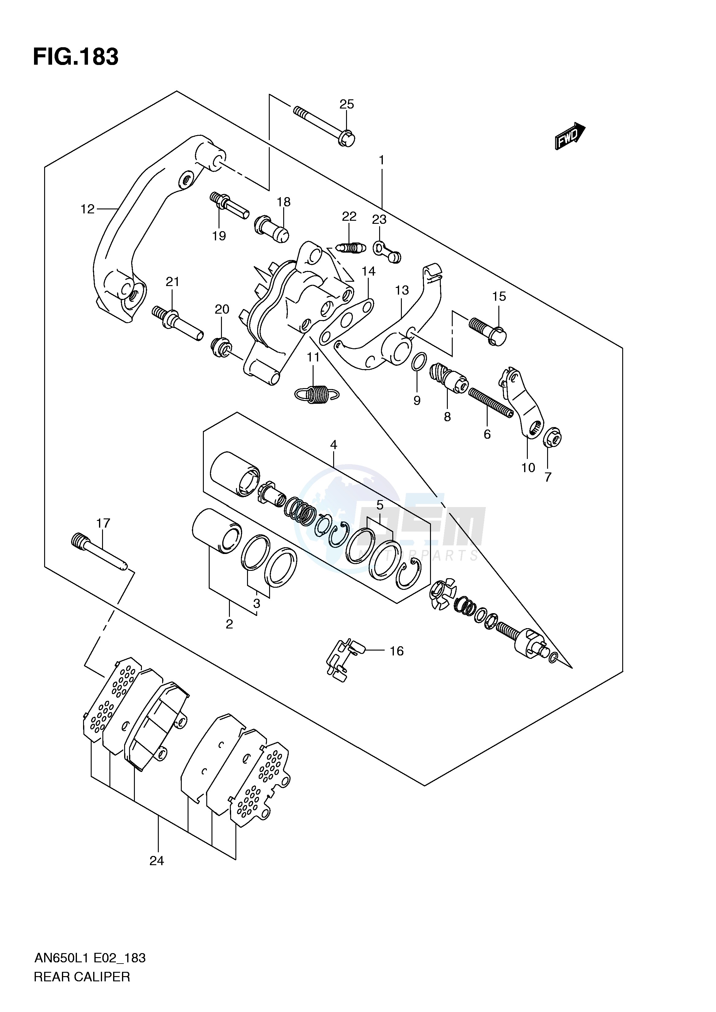 REAR CALIPER (AN650L1 E19) blueprint