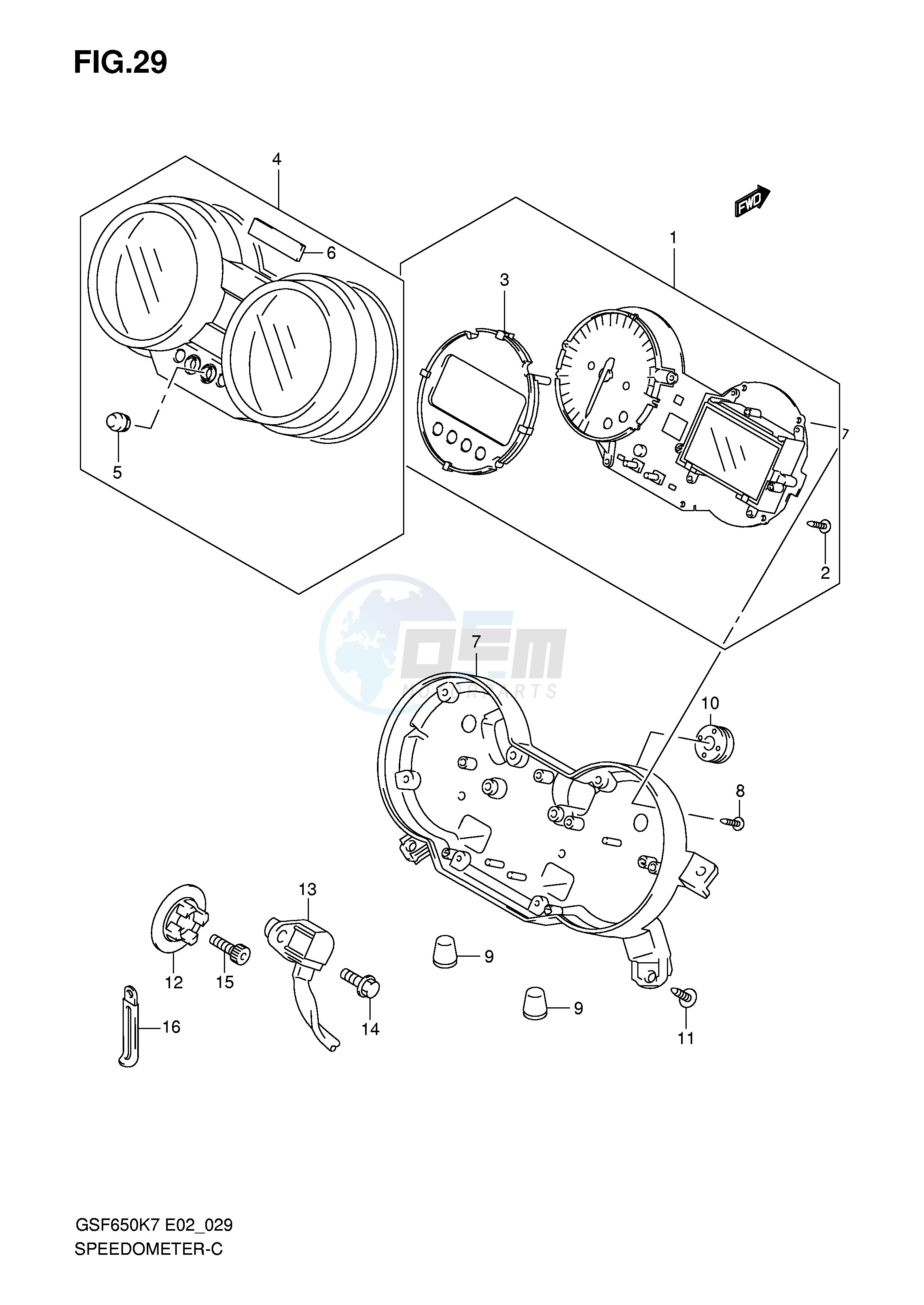 SPEEDOMETER (GSF650SK7 SK8 SUK7 SUK8) blueprint