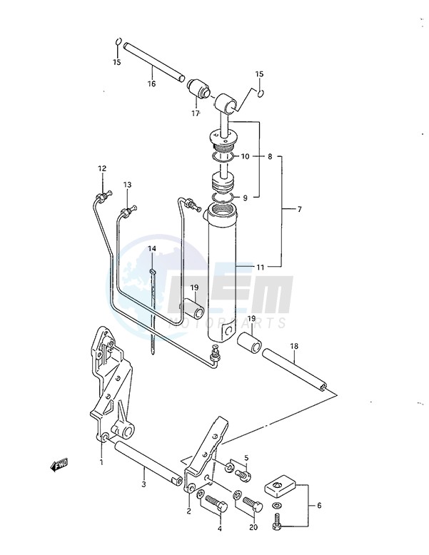 Tilt Cylinder & Support (DT40TC) blueprint
